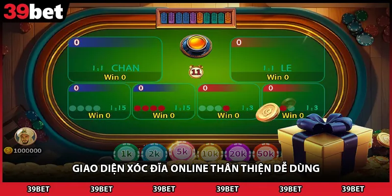 Giao diện xóc đĩa online thân thiện dễ dùng